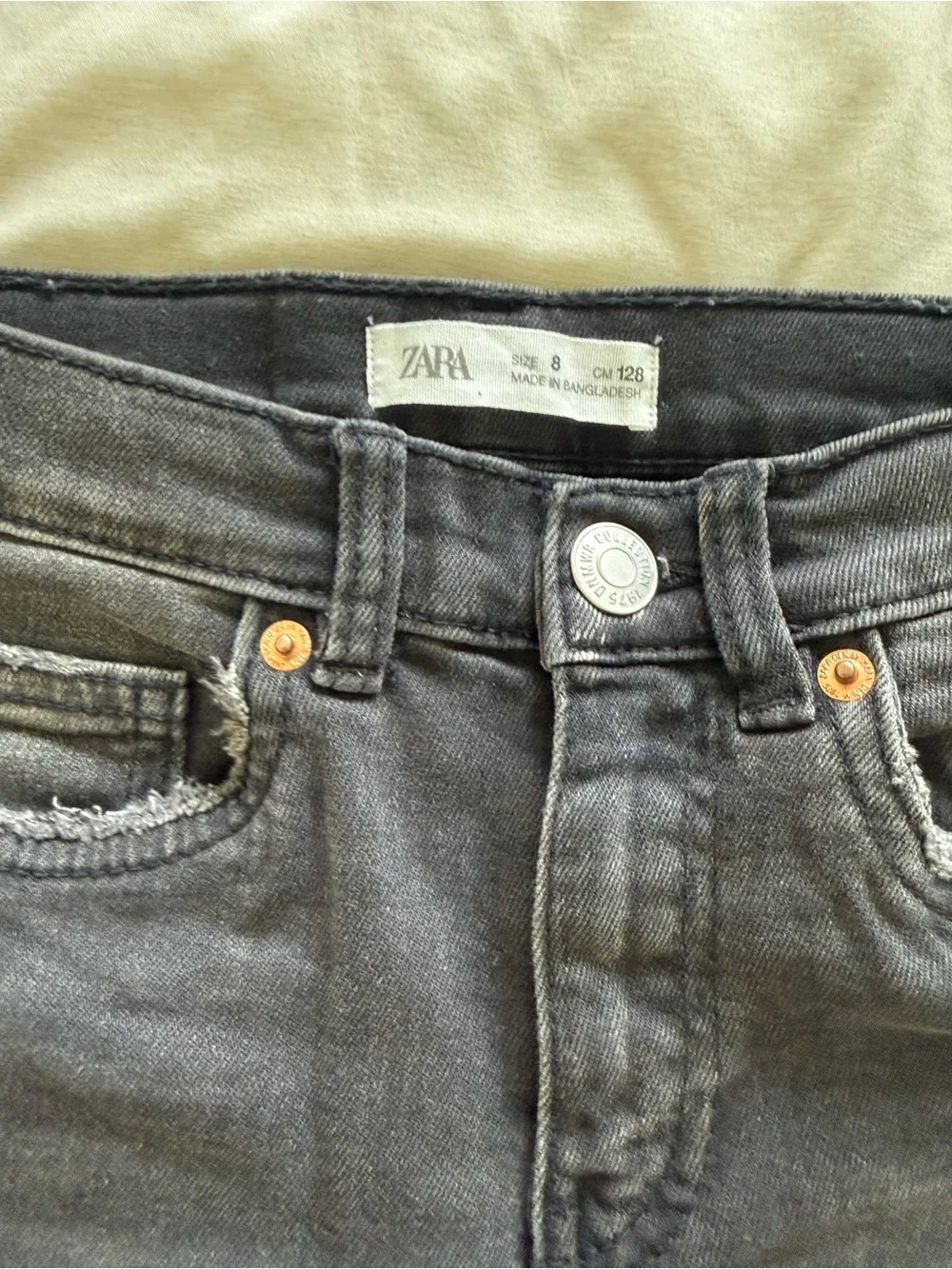 Zara Black Distressed Kids Skinny Jeans Size 8